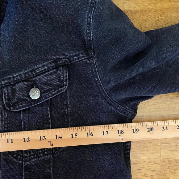 Lee Men's Denim Tucker Jacket Size Small Black Sherpa Lined Jean Coat Winter - Picture 10 of 11